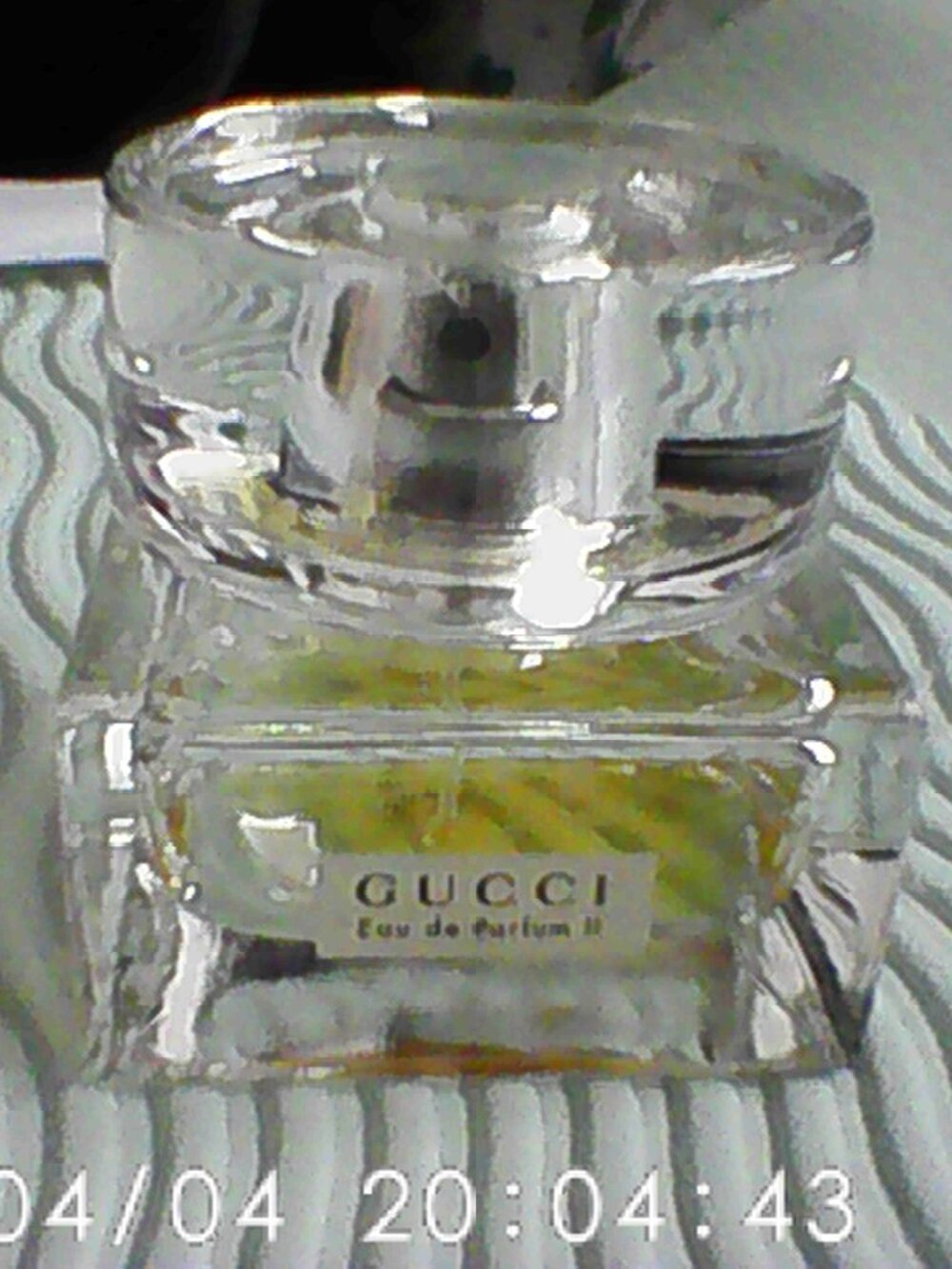 Empty large slightly heavy Gucci Bottle, Silver spray perfect for bathroom decor